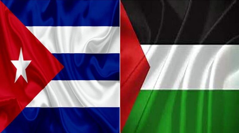 banderas de Cuba y Palestina