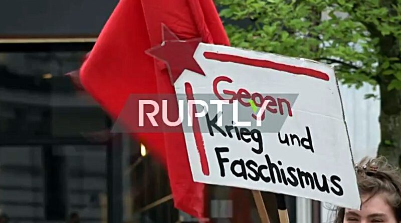 manifestación contra la guerra y el fascismo en Alemania