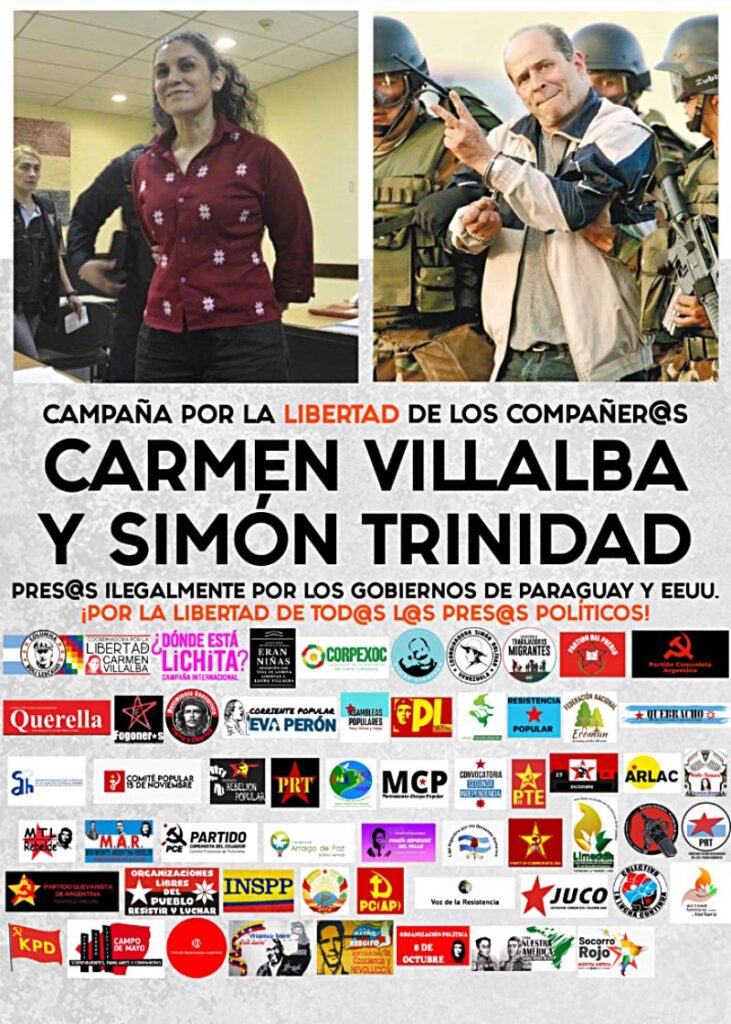 campaña por la libertad de Carmen Villalba y Simón Trinidad y por la aparición con vida de Lichita Oviedo Villalba