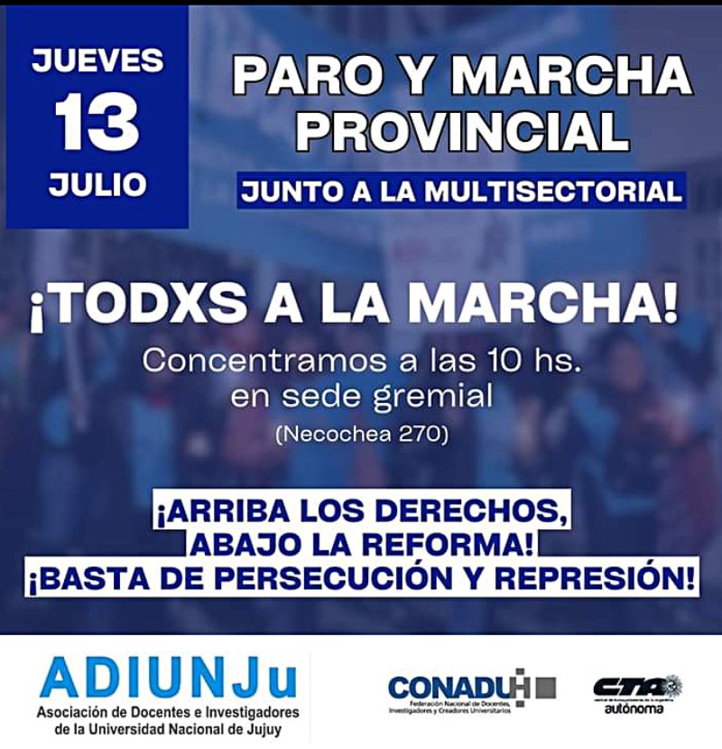 Paro de trabajadores universitarios en Jujuy contra Morales