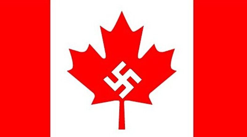 bandera de Canadá con símbolo nazi