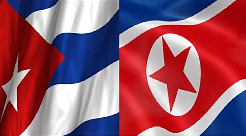 banderas de Cuba y de la RPDC