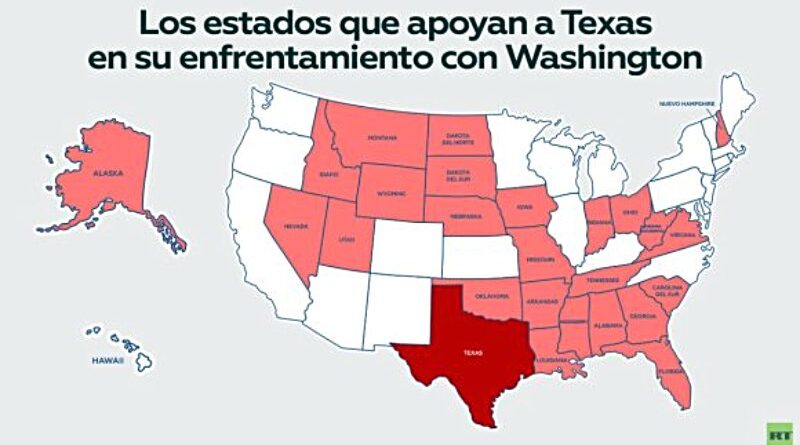 mapa de los estados de Estados Unidos que apoyan a Texas