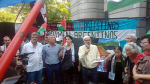 Manifestación por Palestina frente a cancillería de Argentina