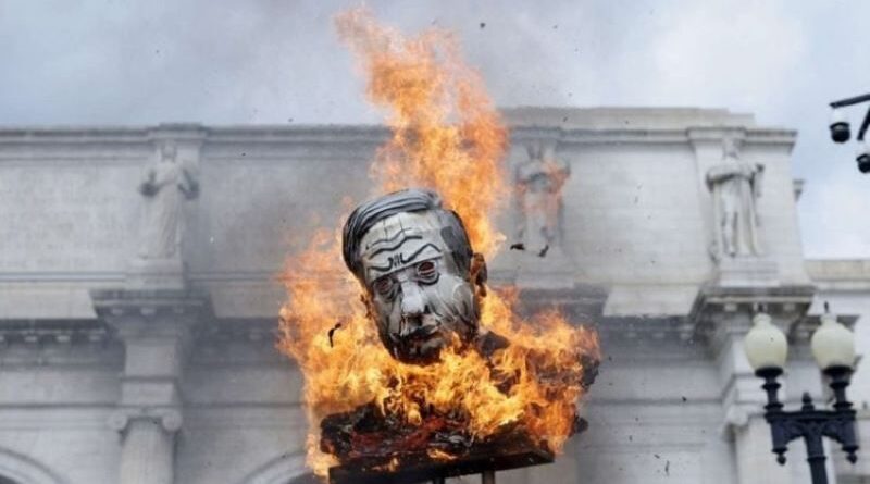 queman muñeco de Netanyahu