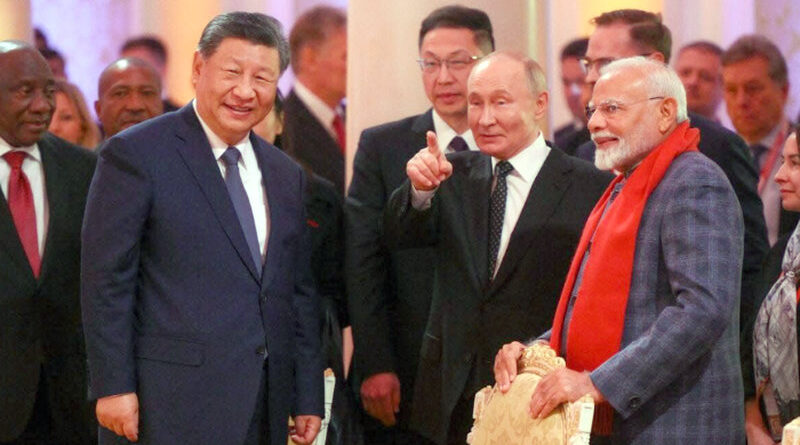 Xi Jinping, Vladímir Putin y Narendra Modi