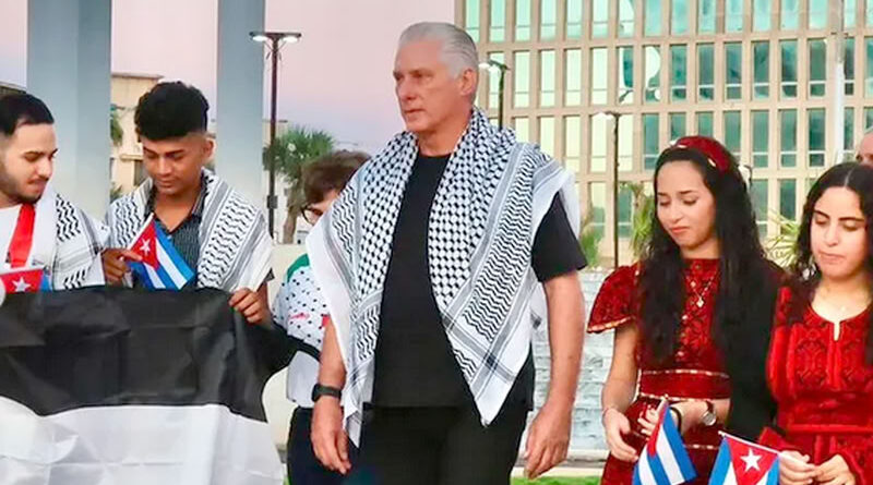 Díaz-Canel en acto de solidaridad con Palestina en La Habana