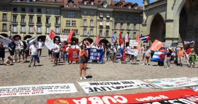 Exitosa manifestación de solidaridad con Cuba en Suiza.